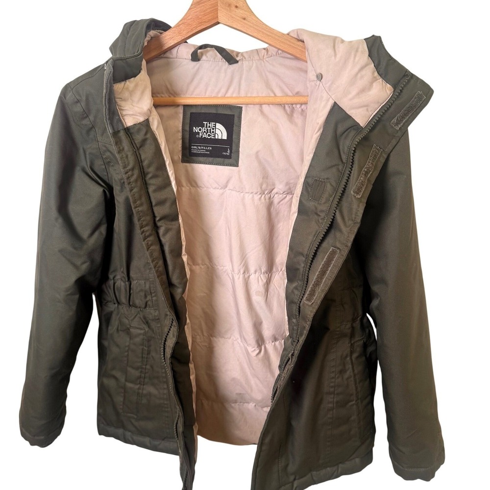 The North Face Girls L (14/16) Olive Green Goose Down Puffer Jacket Coat